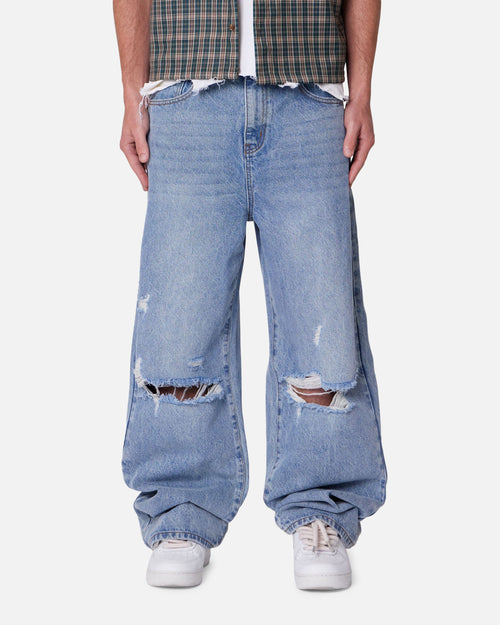 MNML Baggy Blowout Denim Jeans Vintage Blue Wash