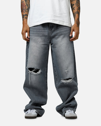 MNML Baggy Blowout Denim Jeans Washed Grey Culture Kings US