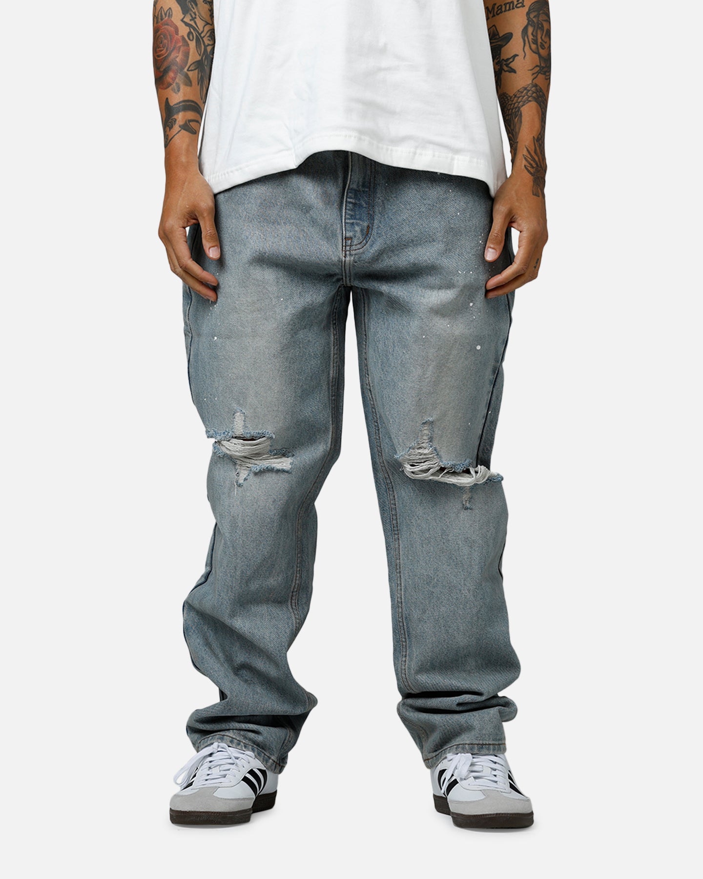 MNML Painted Straight Denim Jeans Light Blue | Culture Kings US