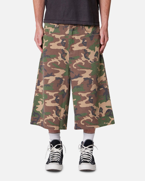 MNML Ultra Baggy Camo Twill Shorts Woodland Camo | Culture Kings US