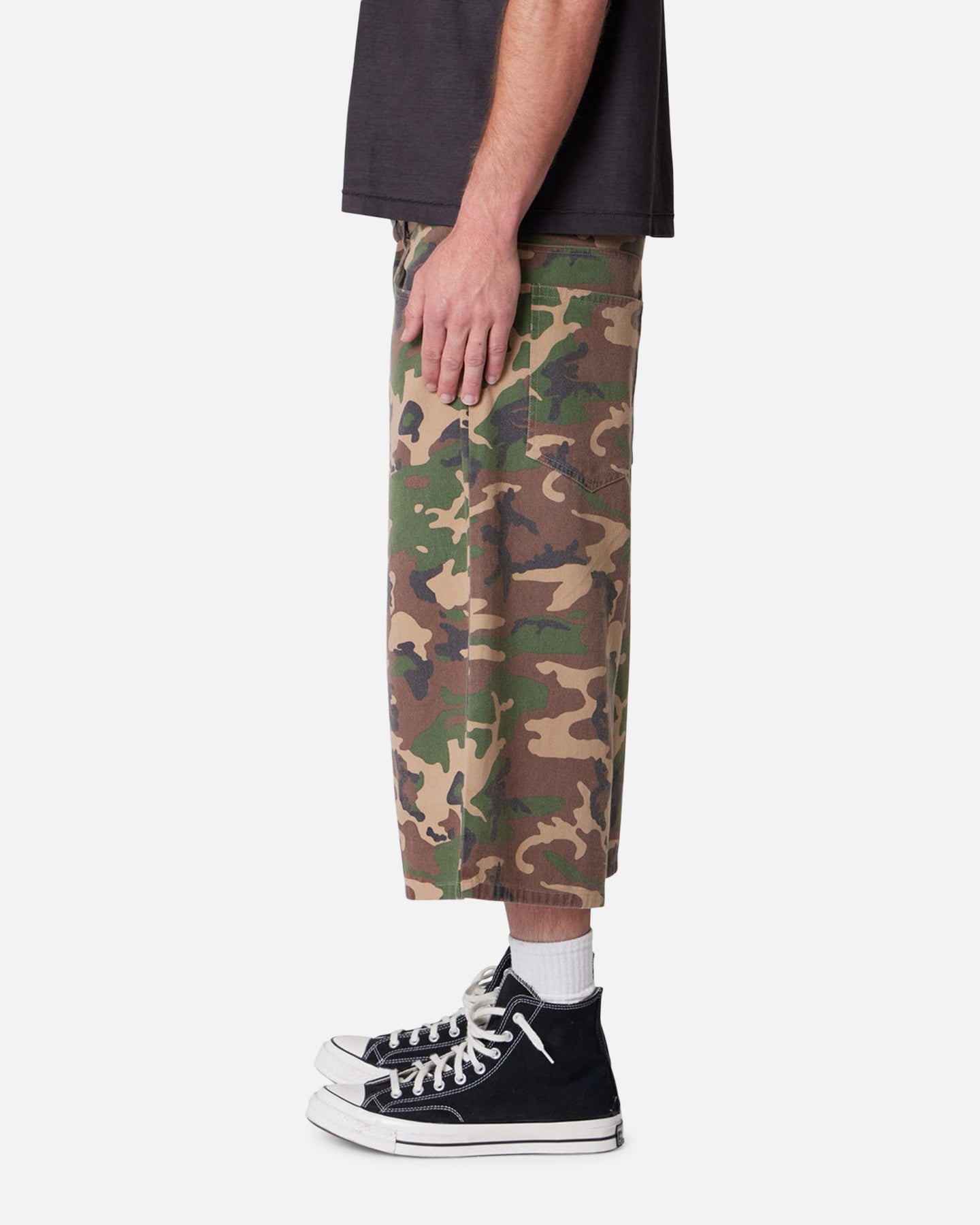 MNML Ultra Baggy Camo Twill Shorts Woodland Camo | Culture Kings US