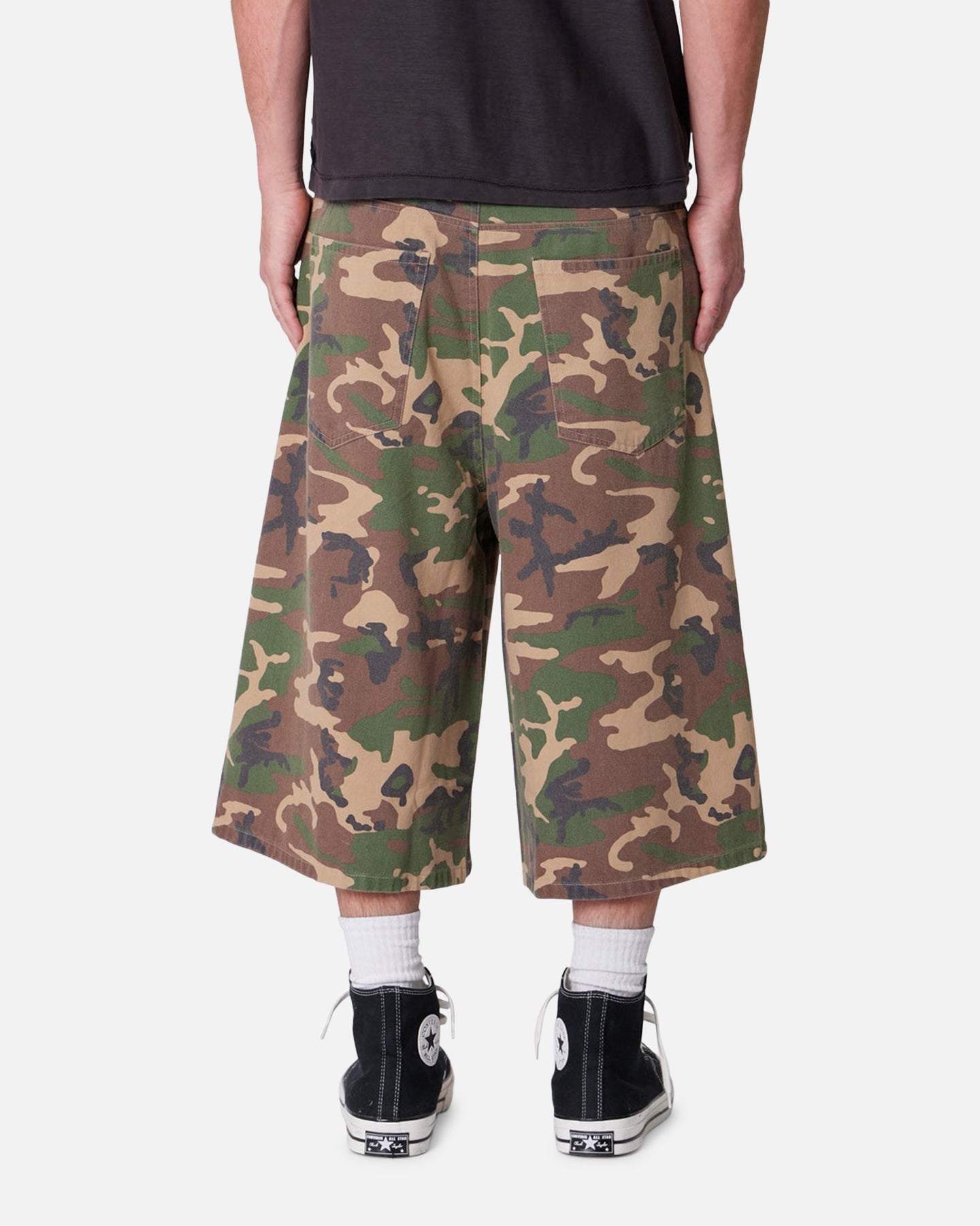 MNML Ultra Baggy Camo Twill Shorts Woodland Camo | Culture Kings US