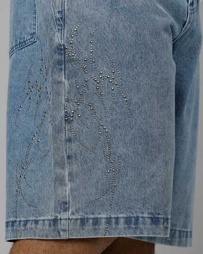 Loiter Goth Clique Jorts Blue Denim