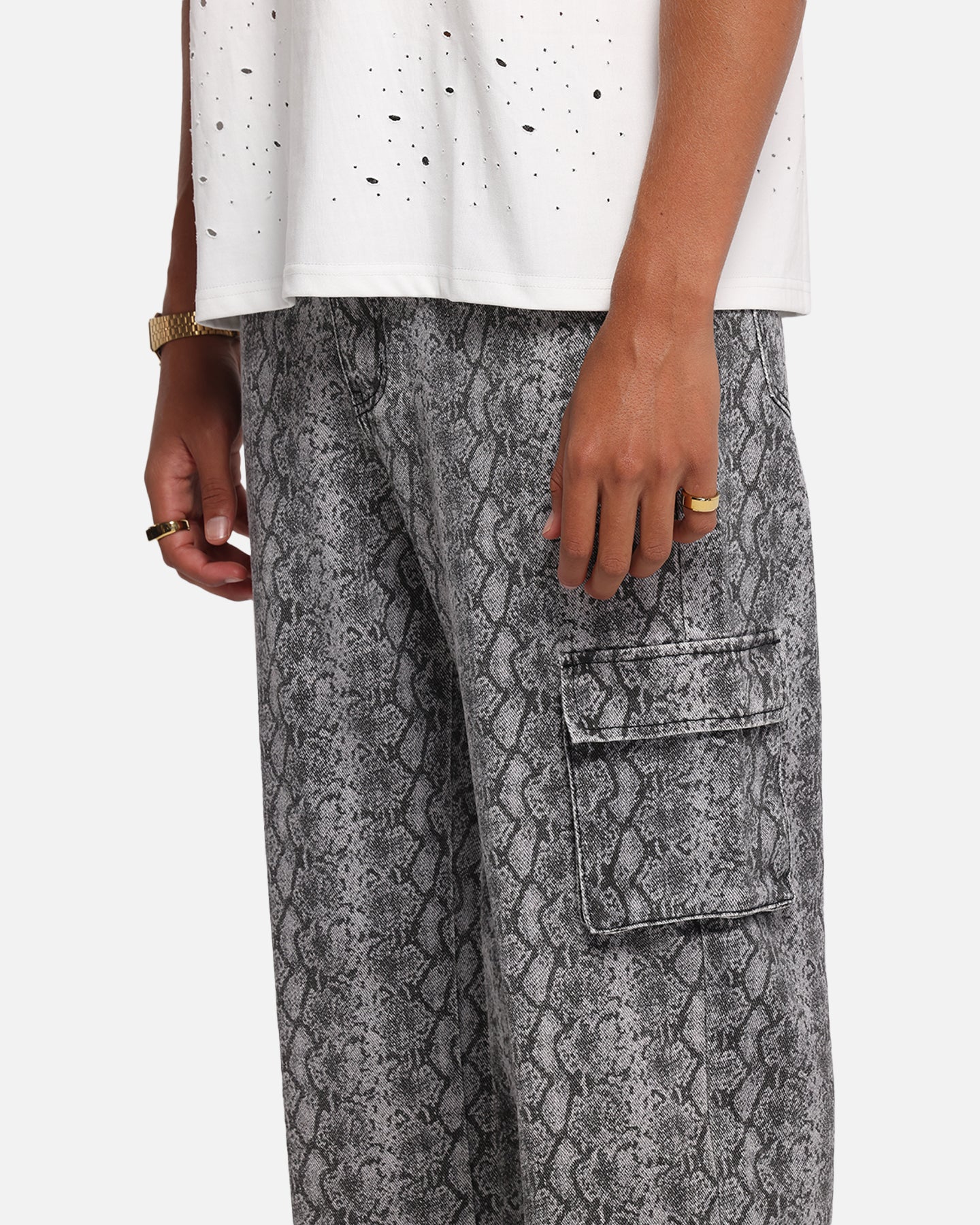 XXIII Snake Skin Cargo Pants Black Snake Print | Culture Kings US