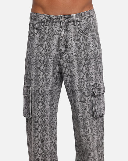 XXIII Snake Skin Cargo Pants Black Snake Print
