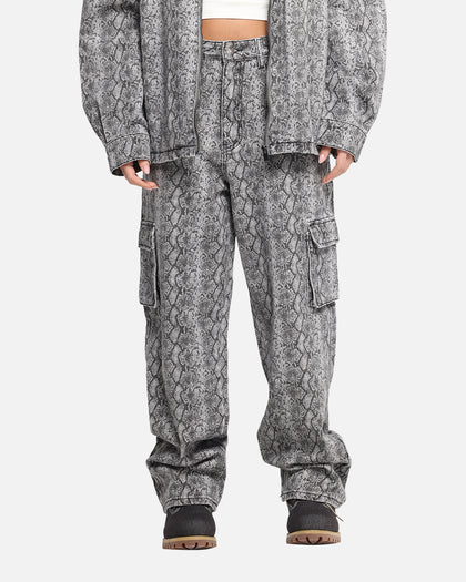 XXIII Snake Skin Cargo Pants Black Snake Print