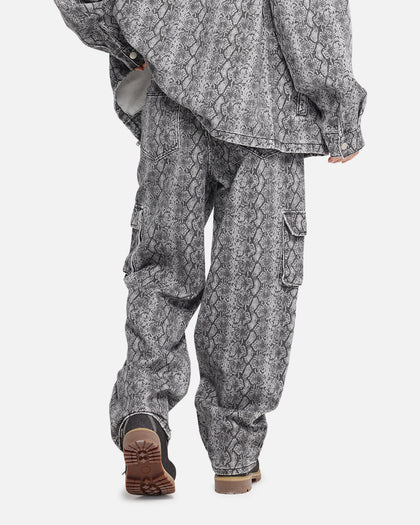 XXIII Snake Skin Cargo Pants Black Snake Print