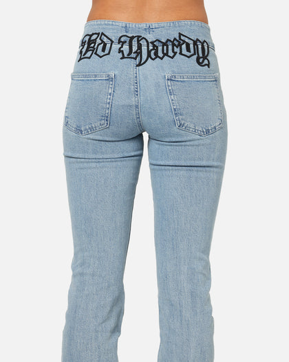 Ed Hardy Women's Low Rise Skinny Jeans Blue Denim