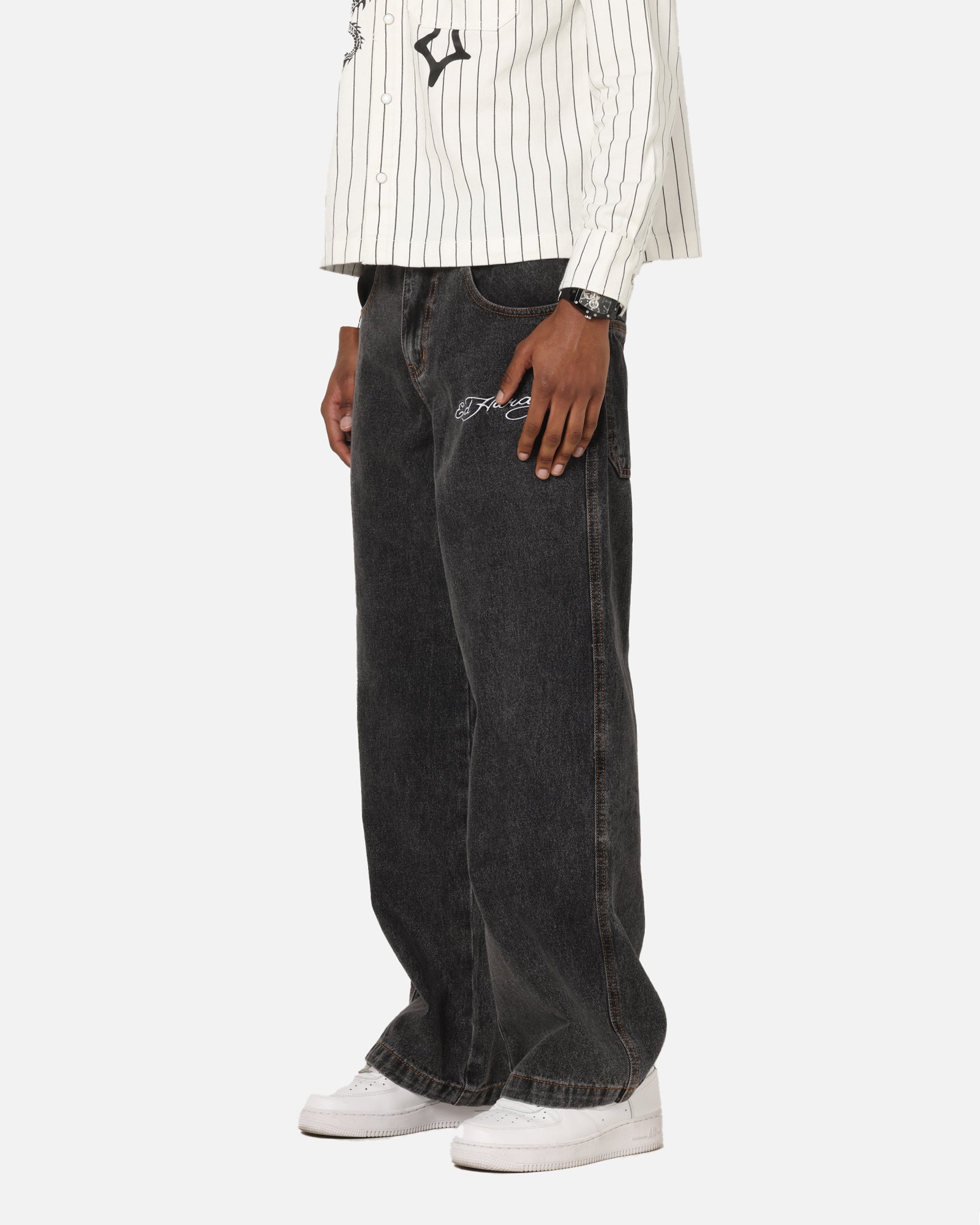 Ed Hardy Wide Leg Jeans Black | Culture Kings US