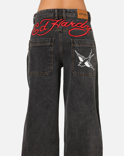 Ed Hardy Wide Leg Jeans Black