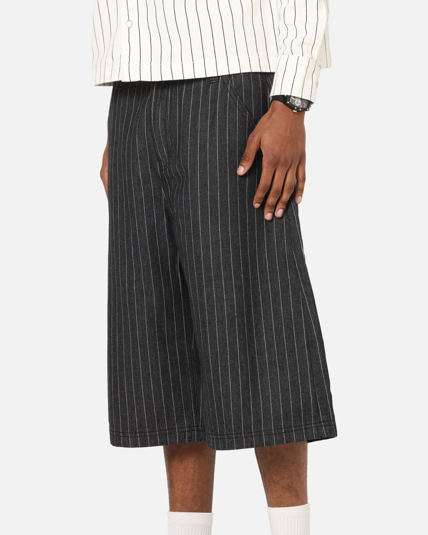 ストリートboy Ed Hardy Shinjuku Jorts Black Pinstripe | Culture Kings US