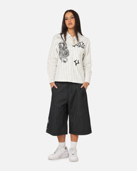 Ed Hardy Shinjuku Jorts Black Pinstripe