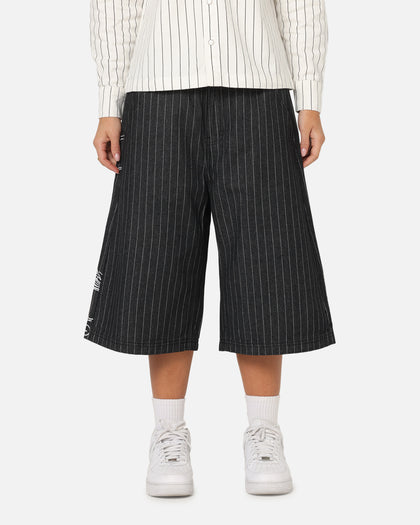 Ed Hardy Shinjuku Jorts Black Pinstripe