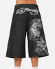 Ed Hardy Shinjuku Jorts Black Pinstripe