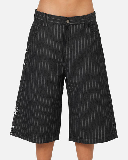 Ed Hardy Shinjuku Jorts Black Pinstripe