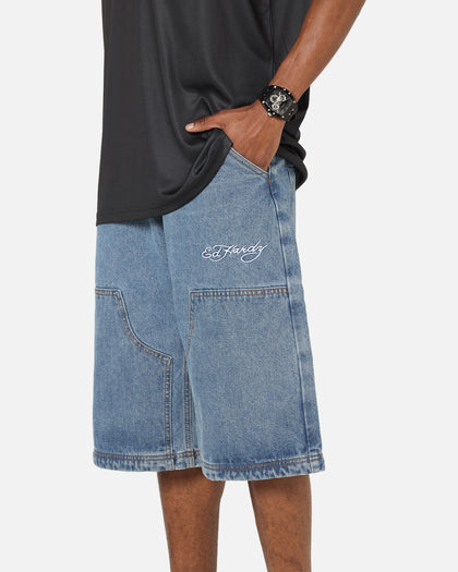 Ed Hardy Dragon Jorts Mid Blue Denim