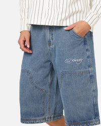 Ed Hardy Dragon Jorts Mid Blue Denim