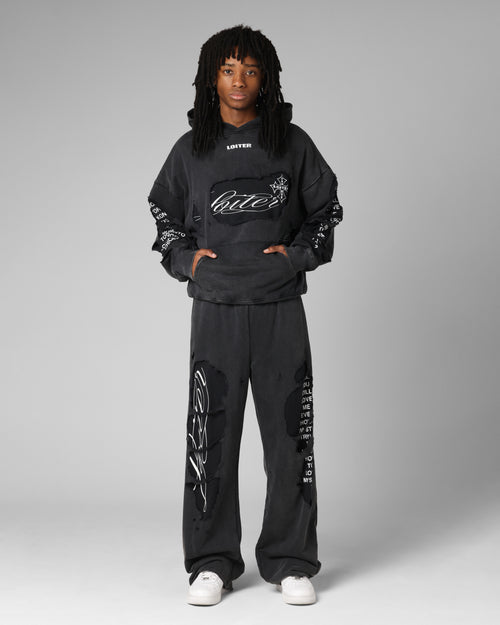 Loiter Destruction Sweatpants Black