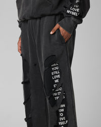 Loiter Destruction Sweatpants Black