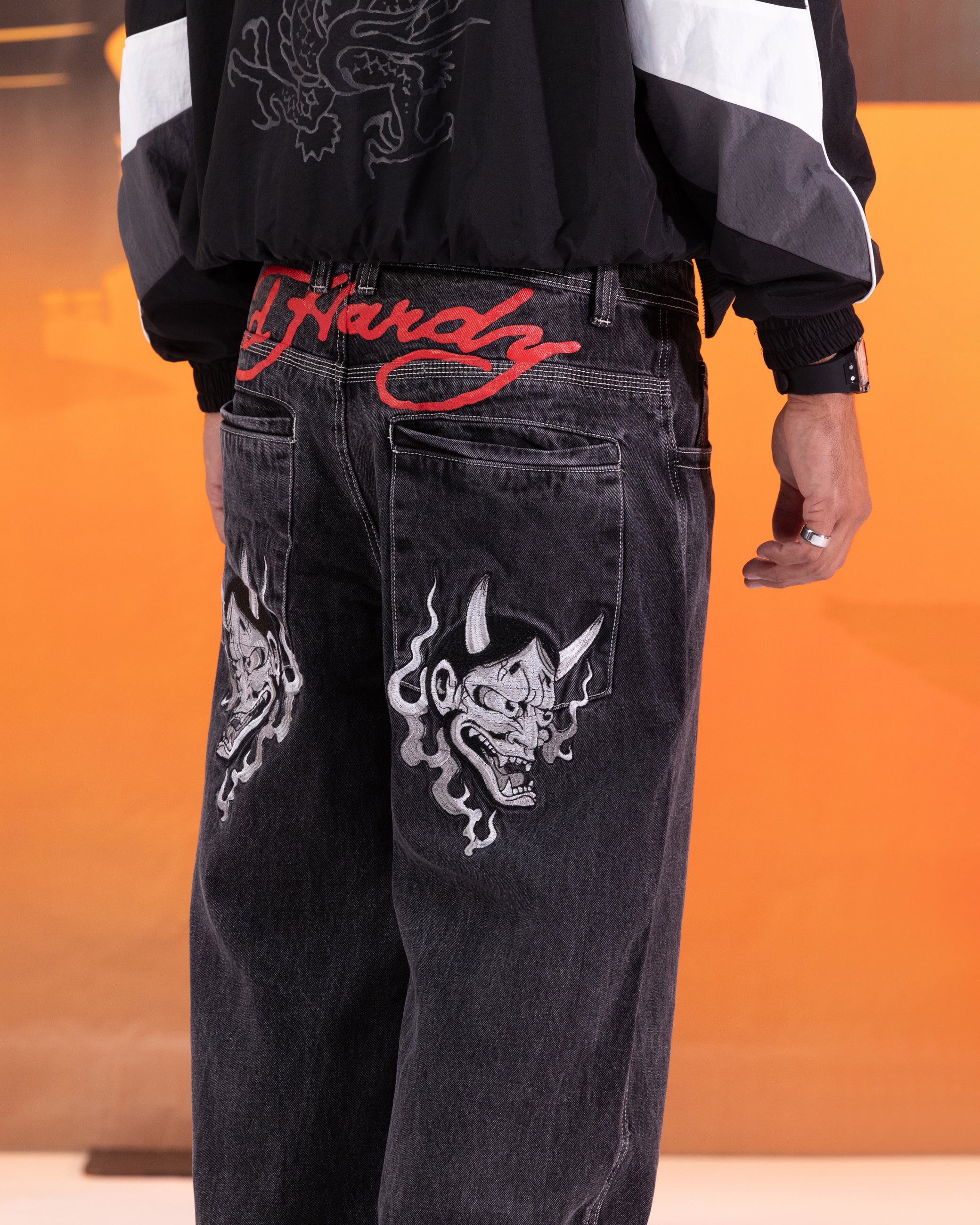 Ed Hardy Devil Wide Leg Denim Jeans Black | Culture Kings US