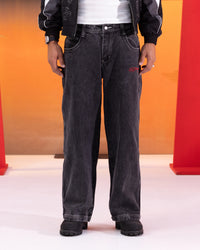 Ed Hardy Devil Wide Leg Denim Jeans Black