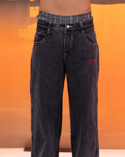 Ed Hardy Devil Wide Leg Denim Jeans Black