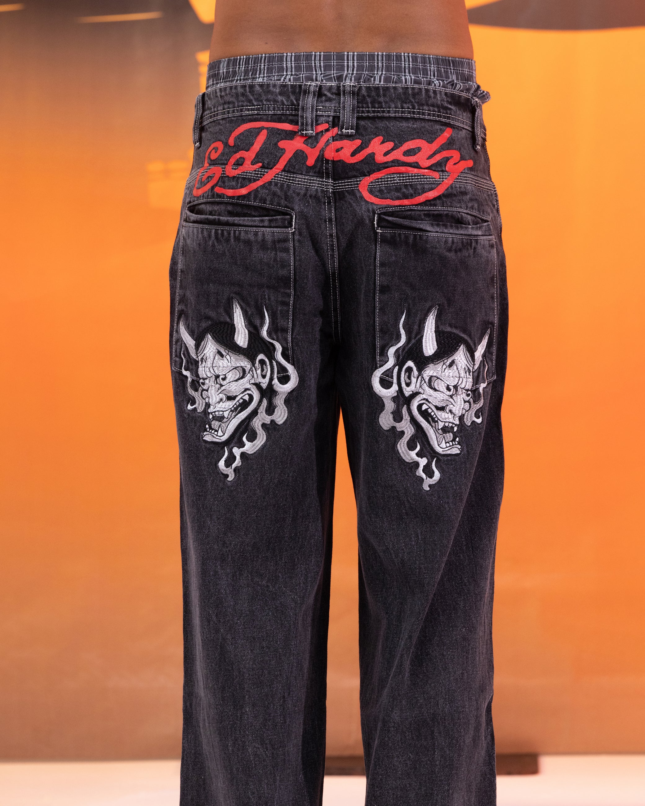 Ed Hardy Devil Wide Leg Denim Jeans Black | Culture Kings US