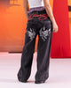 Ed Hardy Devil Wide Leg Denim Jeans Black