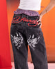 Ed Hardy Devil Wide Leg Denim Jeans Black