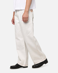 Ed Hardy Dragon Wide Leg Denim Jeans Off White