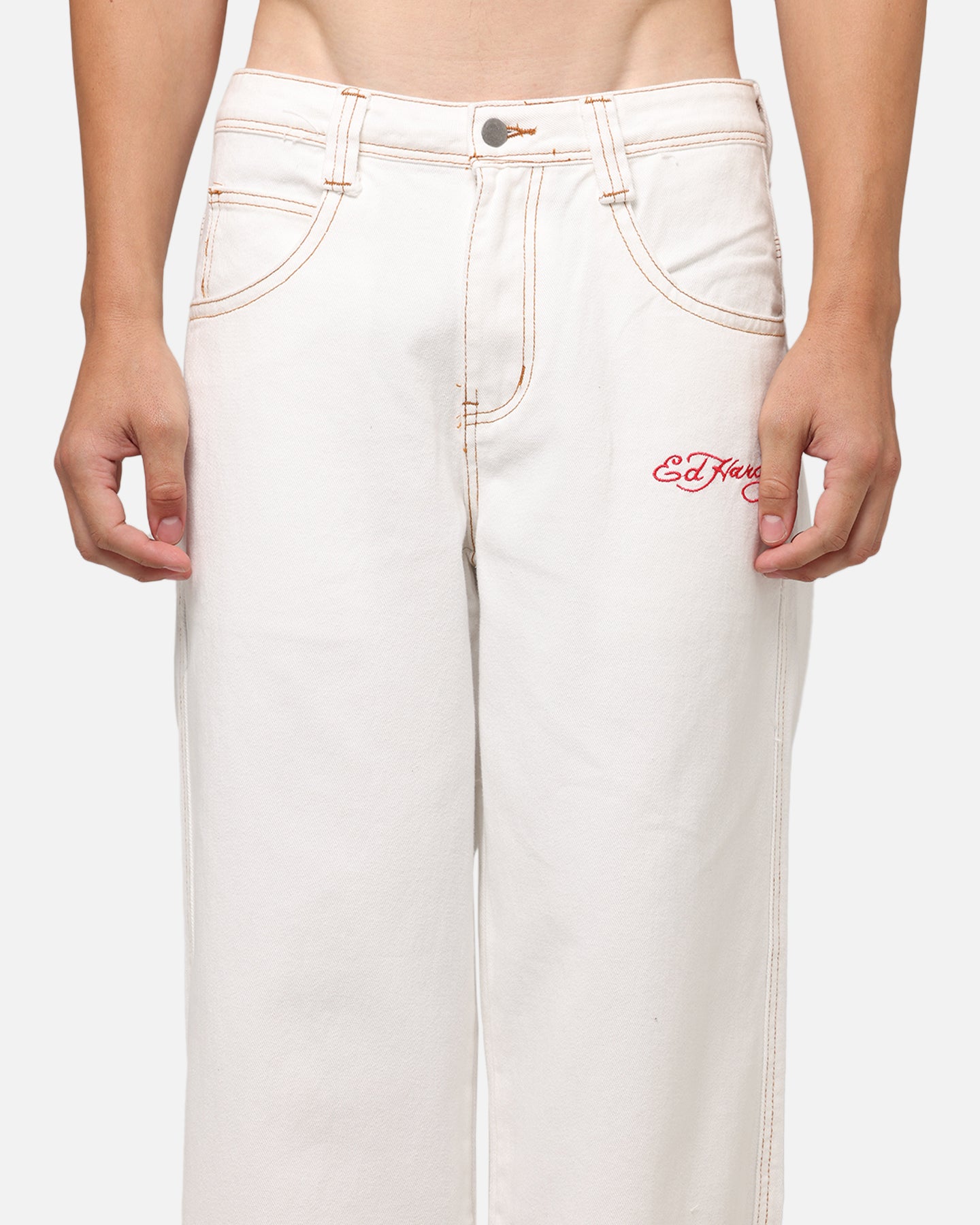 Ed Hardy Dragon Wide Leg Denim Jeans Off White | Culture Kings US