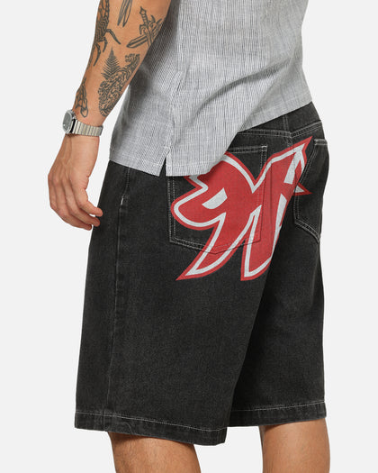 X-Large 91 Star Bull Denim Shorts Washed Black