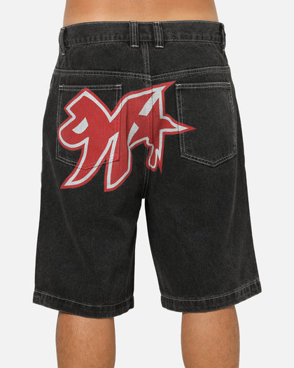 X-Large 91 Star Bull Denim Shorts Washed Black