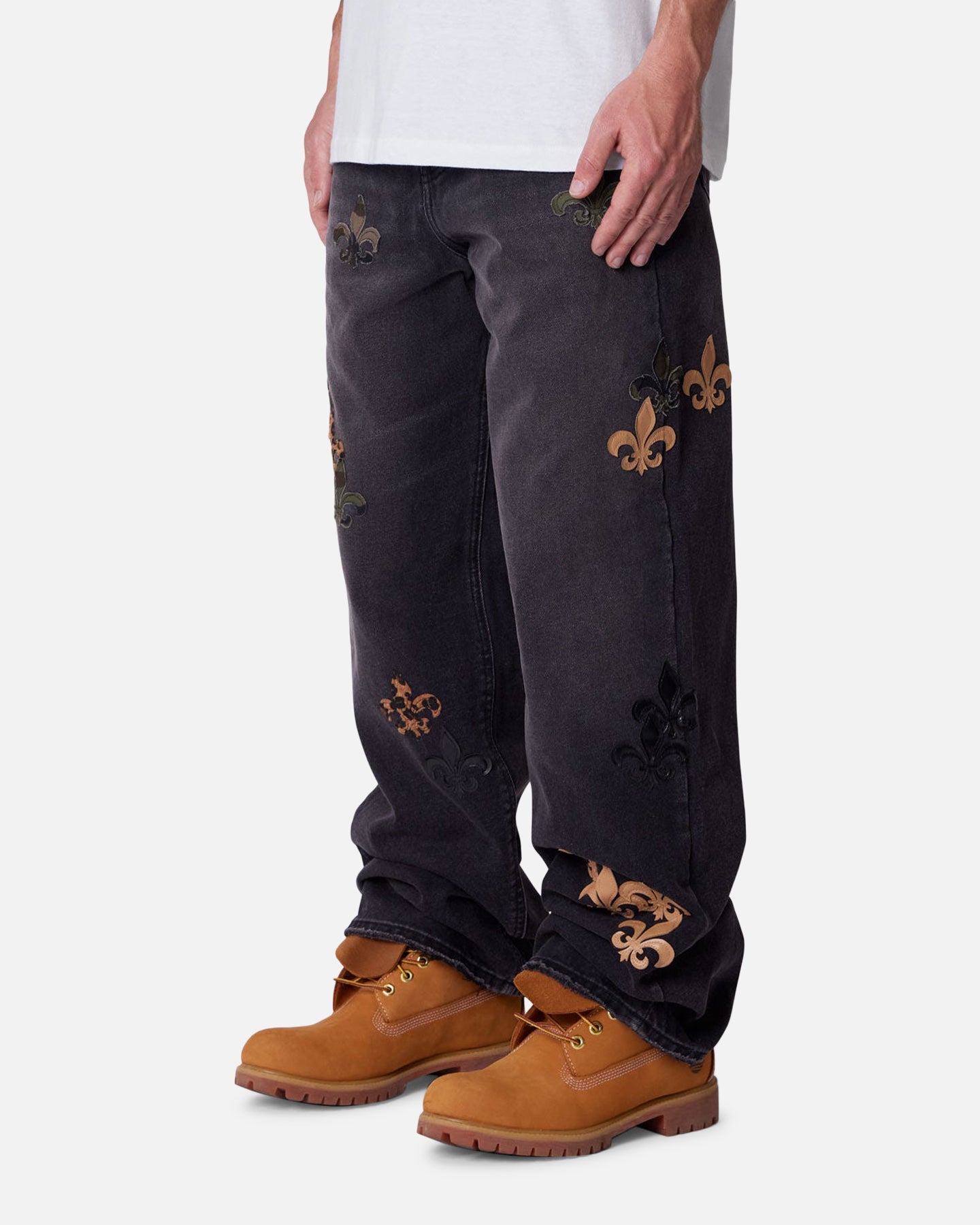 【美品】ミニマル　mnml D112 FLEUR DENIM BLACK 34 MNML Ultra Baggy Fleur Patch Jeans Black | Culture Kings US