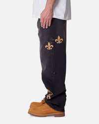 MNML Ultra Baggy Fleur Patch Jeans Black