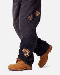 MNML Ultra Baggy Fleur Patch Jeans Black