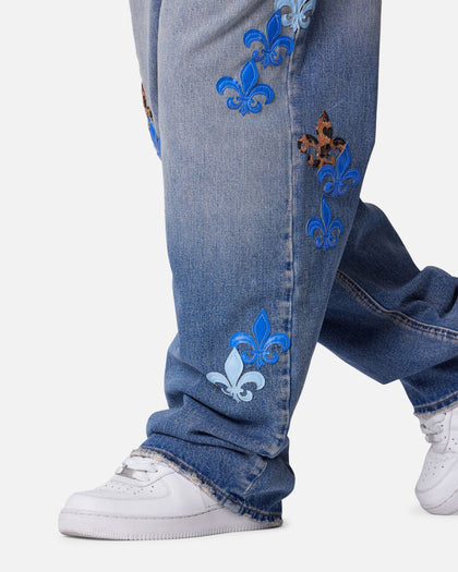 MNML Ultra Baggy Fleur Patch Jeans Blue