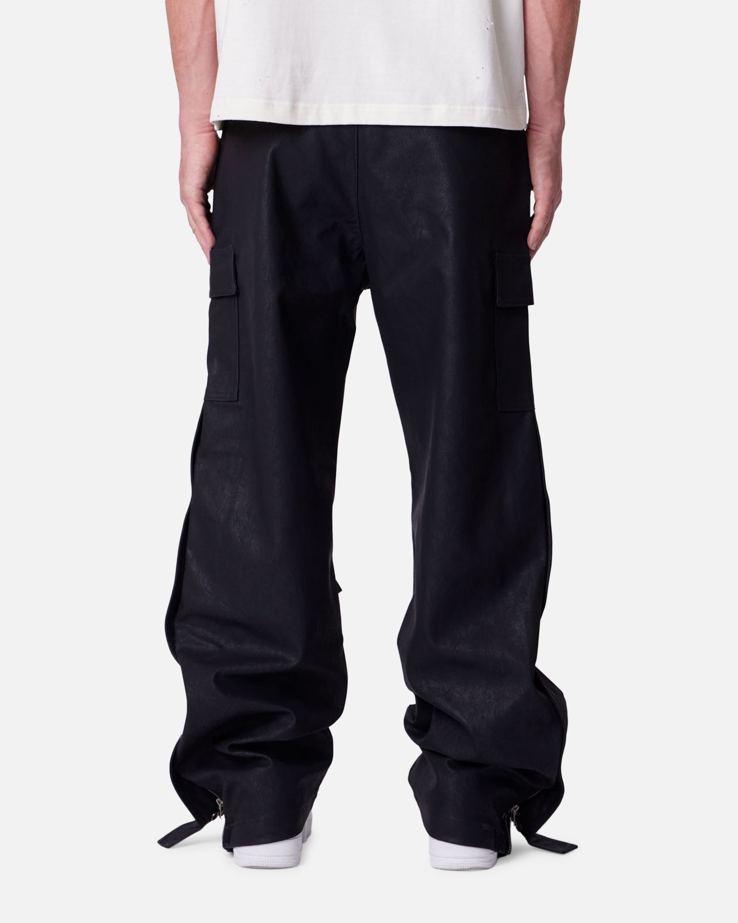 MNML Straight Leather Snap Zipper Cargo Pants Black | Culture Kings US