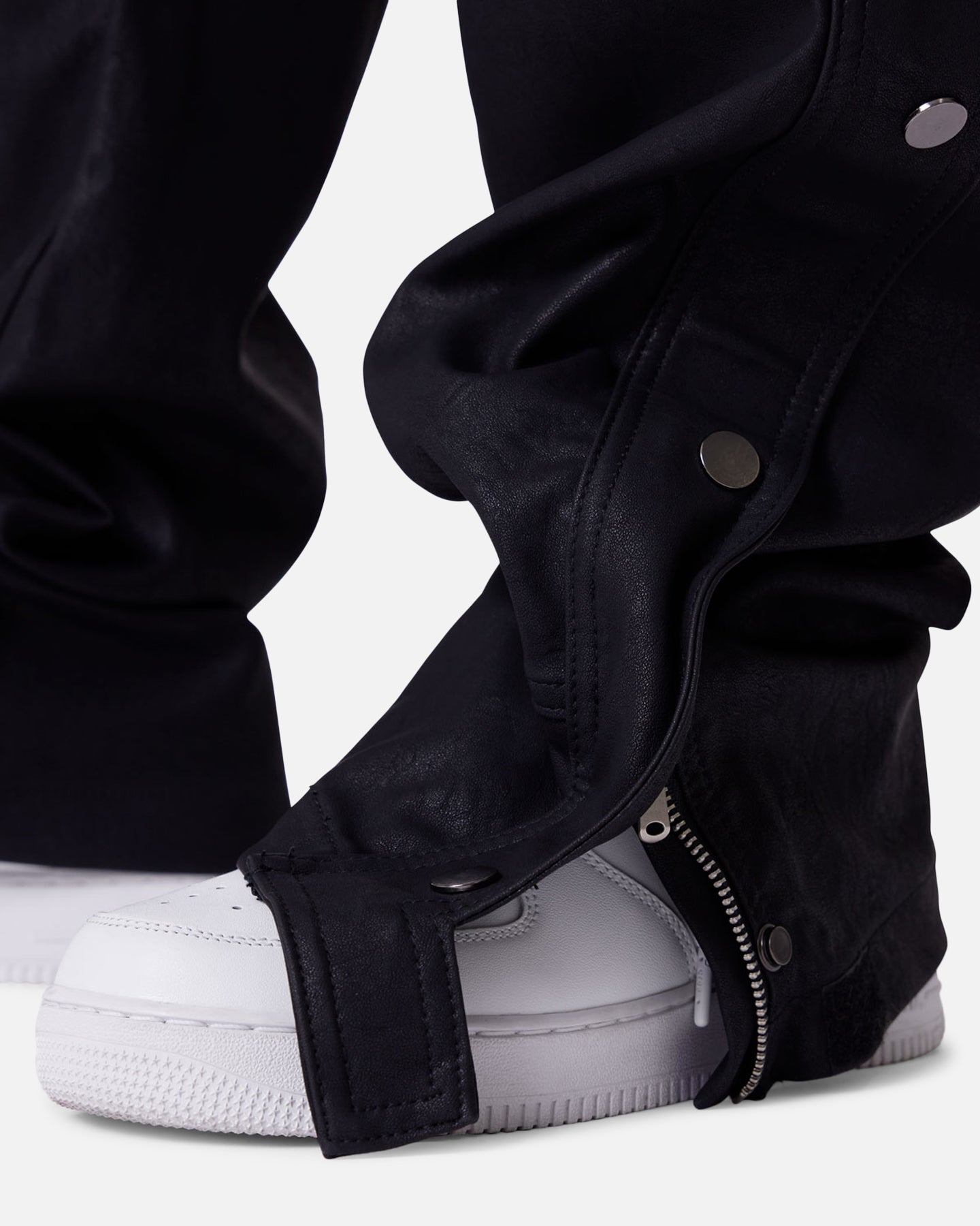 MNML Straight Leather Snap Zipper Cargo Pants Black | Culture Kings US