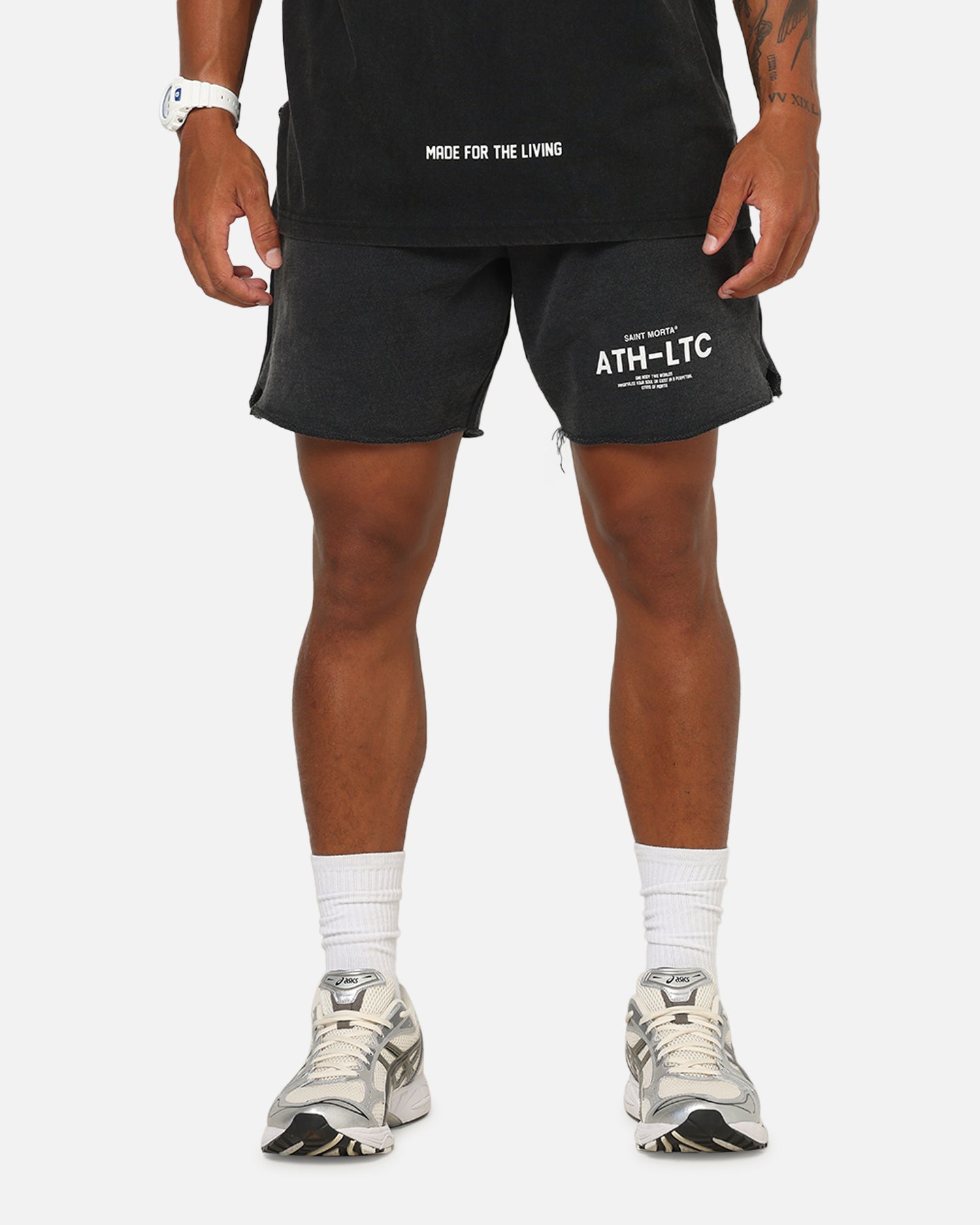 Saint Morta Athltc Sweat Shorts Washed Black | Culture Kings US