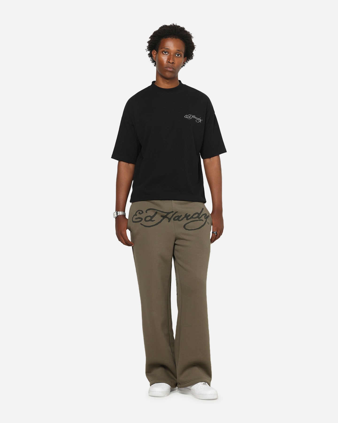 Ed Hardy Dragon Trackpants Washed Olive | Culture Kings US