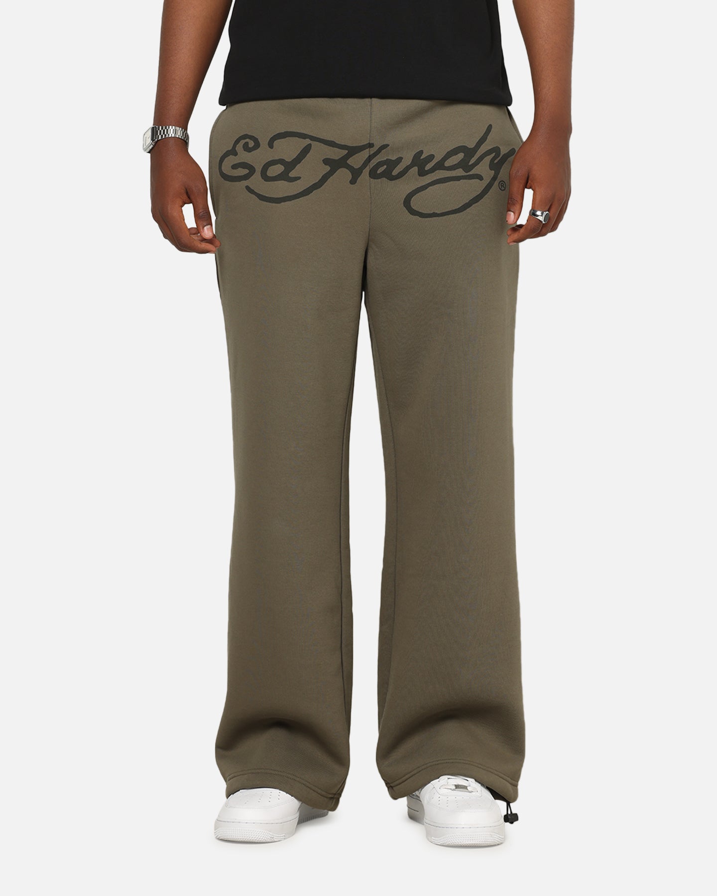 Ed Hardy Dragon Trackpants Washed Olive | Culture Kings US