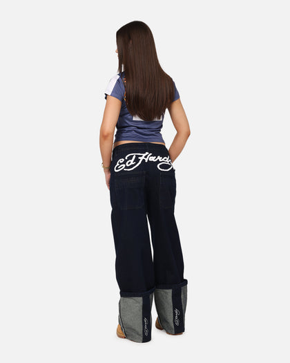 Ed Hardy Women's Cuffed Jeans Indigo