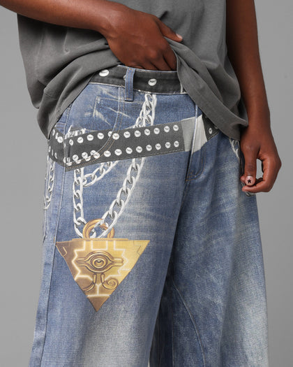Loiter X Yu-Gi-Oh! Printed Yugi Denim Jeans Denim Blue