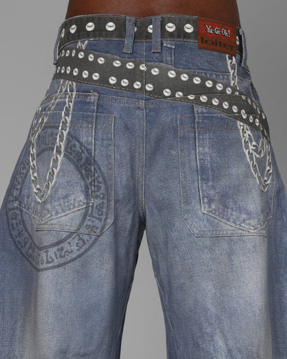 Loiter X Yu-Gi-Oh! Printed Yugi Denim Jeans Denim Blue