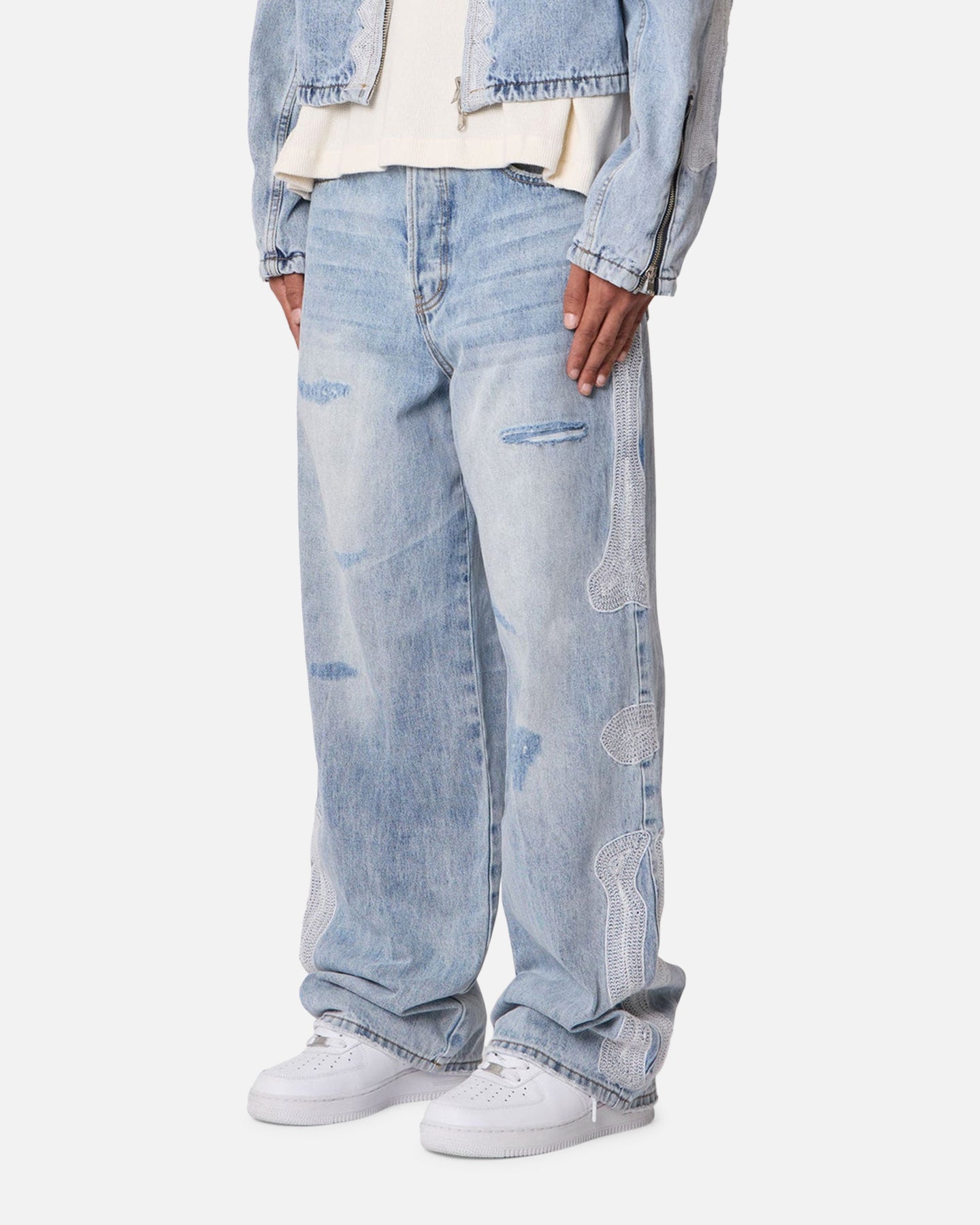 MNML Skeleton Baggy Denim Jeans Washed Blue | Culture Kings US