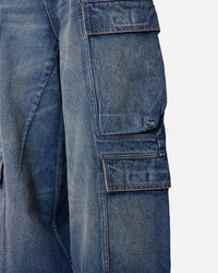 MNML Baggy Cargo Denim Pants Blue