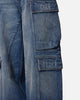 MNML Baggy Cargo Denim Pants Blue