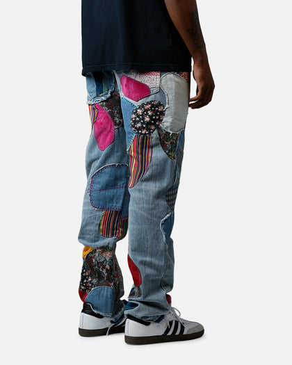 MNML V647 Baggy Patchwork Denim Jeans Blue Multi