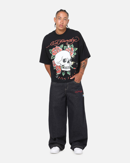 Ed Hardy Dragon Ultra Wide Leg Jeans Indigo Denim